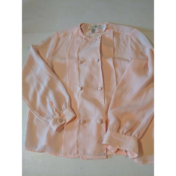 Vintage Laura and Jayne Blouse Womens Size 4 pink Double Breasted Button Cuff - Picture 1 of 4